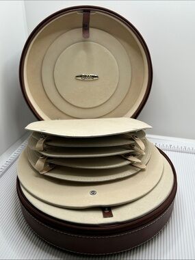 Round Zippered PreZerve Jewelry Travel Case Organizer in Cream and Brown
